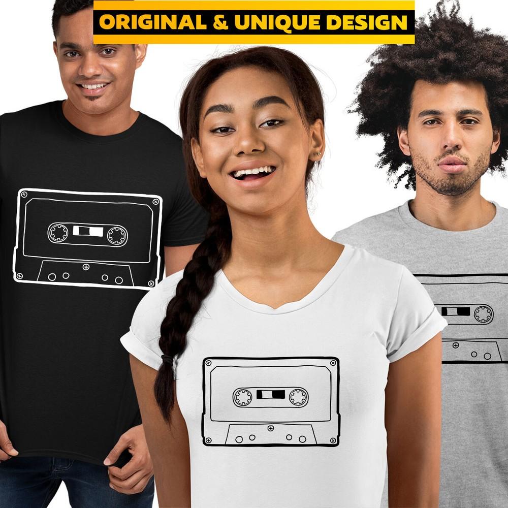 Retro Cassette Tape Recording Player Nostalgia Novelty Man Gift Funny Tshirt L