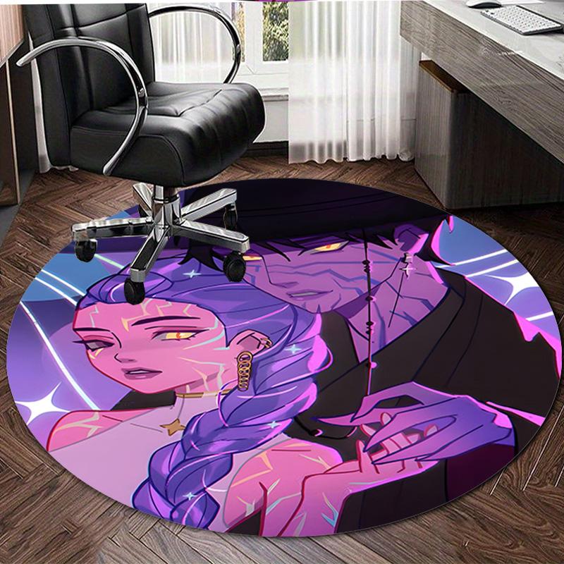 1pc KPop Demon Hunters18 Design Printed Area Round Carpet for Bedroom Living Room Home Decor Rugs Mat Non Slip Mat Rug for Bedside