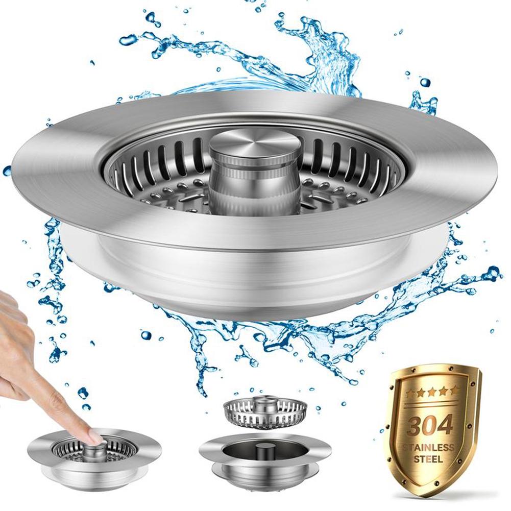3 In 1 Kitchen Sink Filter Mesh Sewer Strainers Stainless Steel Bathroom Floor Drains Catcher Waste Drain Hole Filter Screen