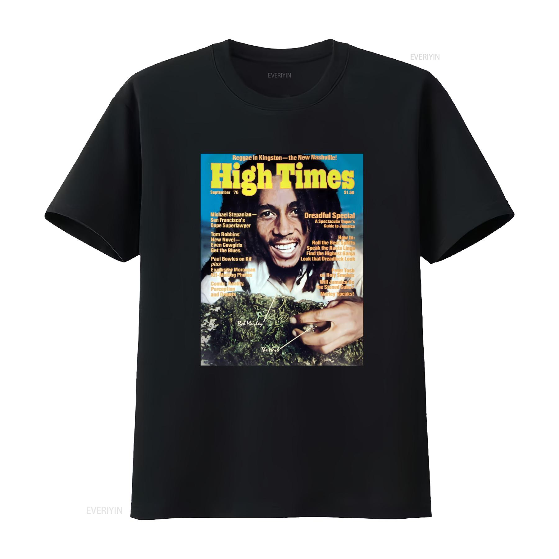 

90s Vintage Bob Marley High Times Magazine Rasta Reggae T Shirt Medium vintage Washed Stretched streetwear Stylish Versatile 4XL