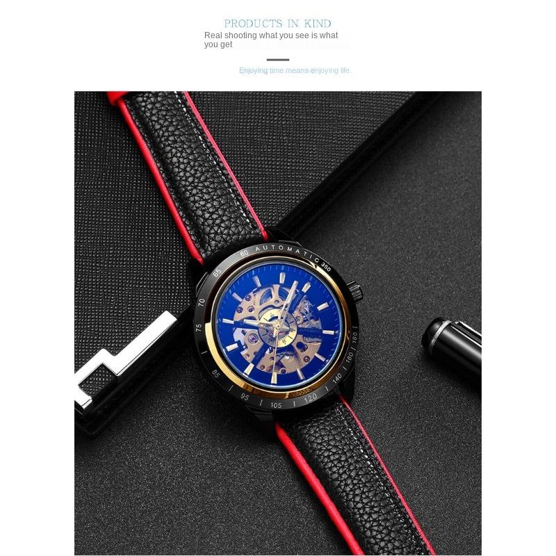 GUCAMEL Business Fashion Handstück Leder mit hohler mechanischer Uhr