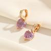 1 Pair Fashion Purple Heart Shape Artificial Crystal Dangle Earrings for Women Zirconia Earring Jewelry Wedding Party Accessories