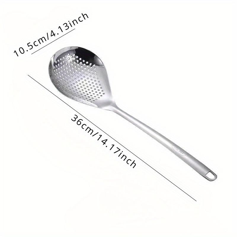1pc Heavy Duty Stainless Steel Colander and Skimmer Spoon Set - Perfect for Straining and Scooping Food in The Kitchen
