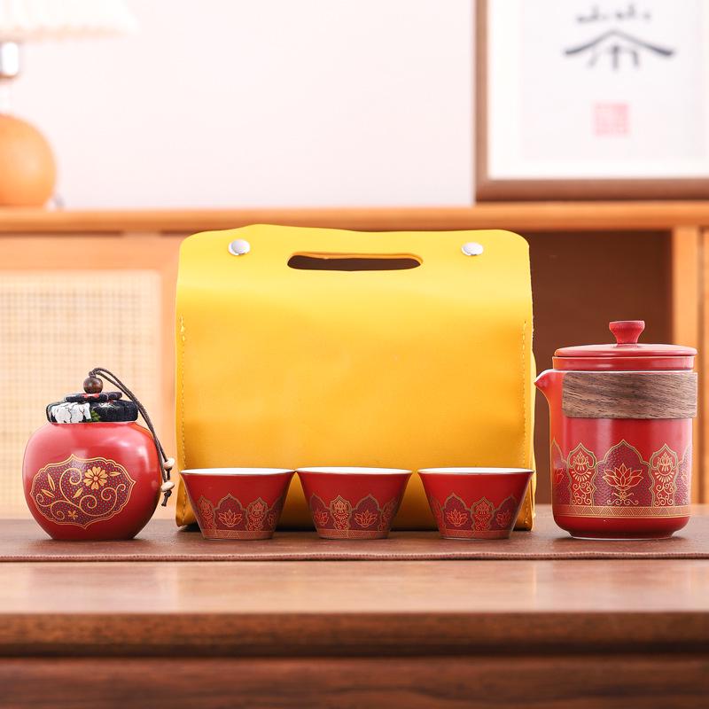 Portable Ceramic Gongfu Outdoor Tea Set with Kuaike Cups - Ideal for Business Gifts and Travel.