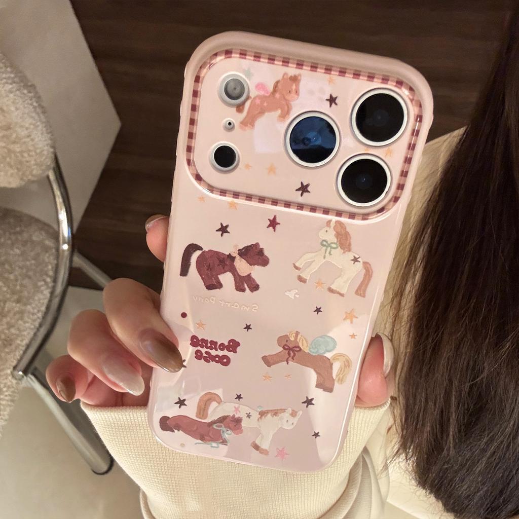 Cute Pink Pony Phone Case for IPhone 16, IPhone 17 Pro Max, and IPhone 14 with A Chain