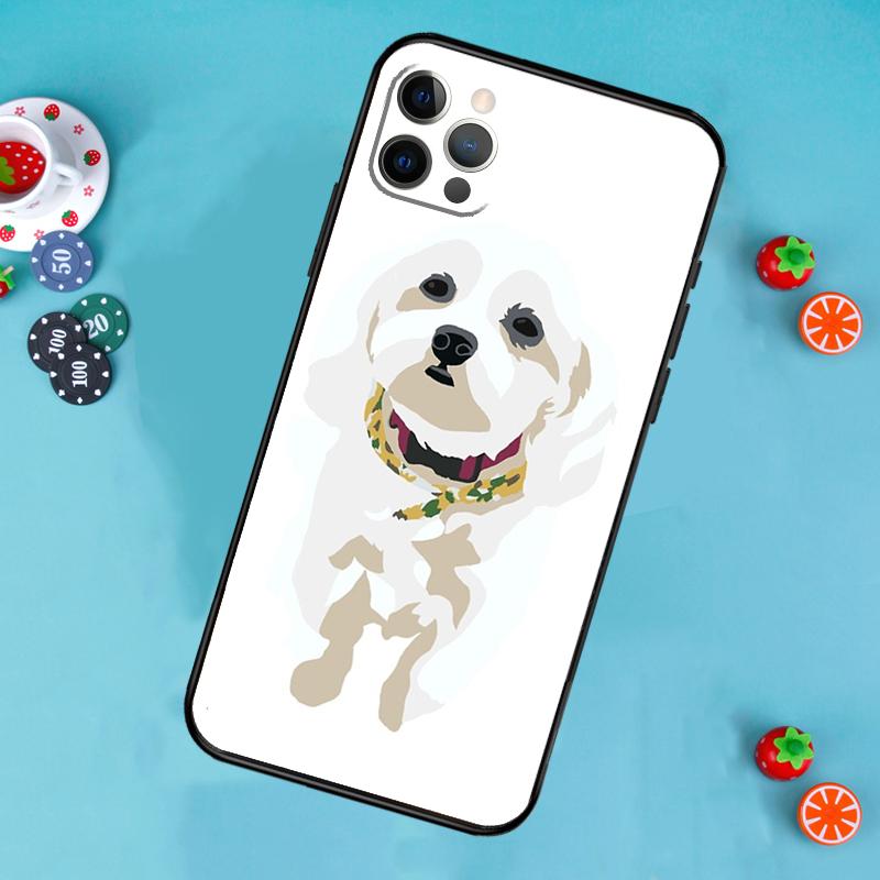 Cartoon Maltese Dog Phone Case For iPhone 17 Air 13 16 15 11 12 14 Pro Max 13 12 mini 15 16 Plus 16e Cover Funda