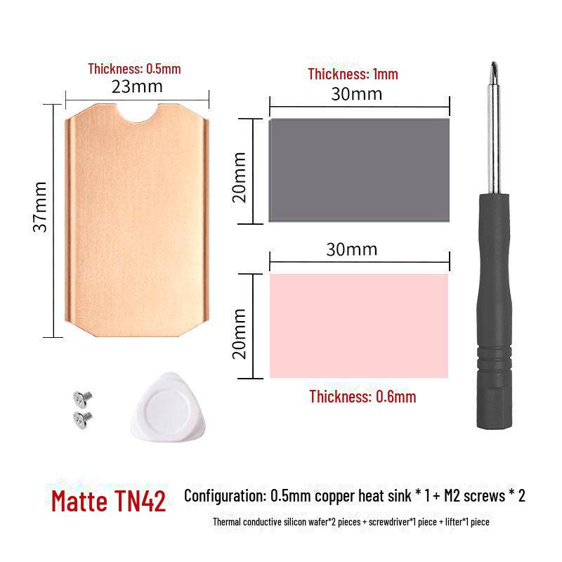 Hanche Copper Heat Sink Vest for M.2 SSDs (2242, 2280, 2230)
