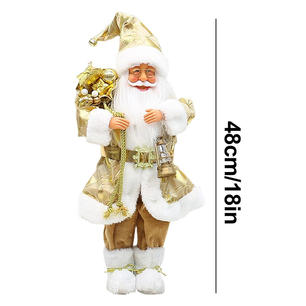 Golden Standing Santa Claus Figurine Christmas Golden Santa Decorations 18 Inches Santa Claus Decorations Collectible Figurine