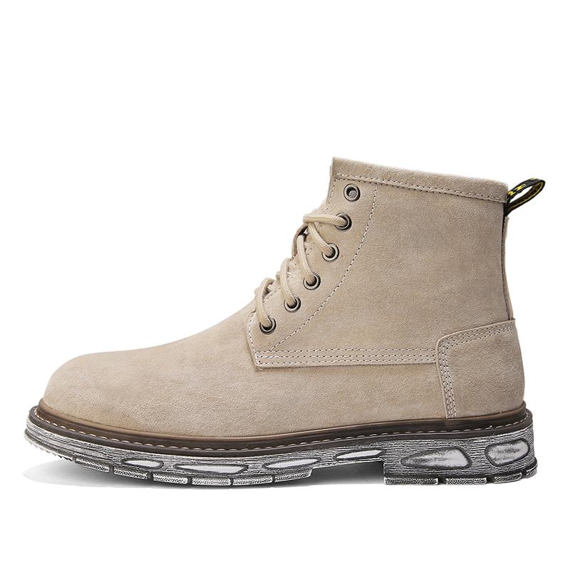 Italská móda Kůže Hovězí semiš Pánské boty Nejnovější Kulatá špička Šněrovací Nástrojové Pánské Platformové Kotníkové boty Outdoorová Luxusní Pánská obuv