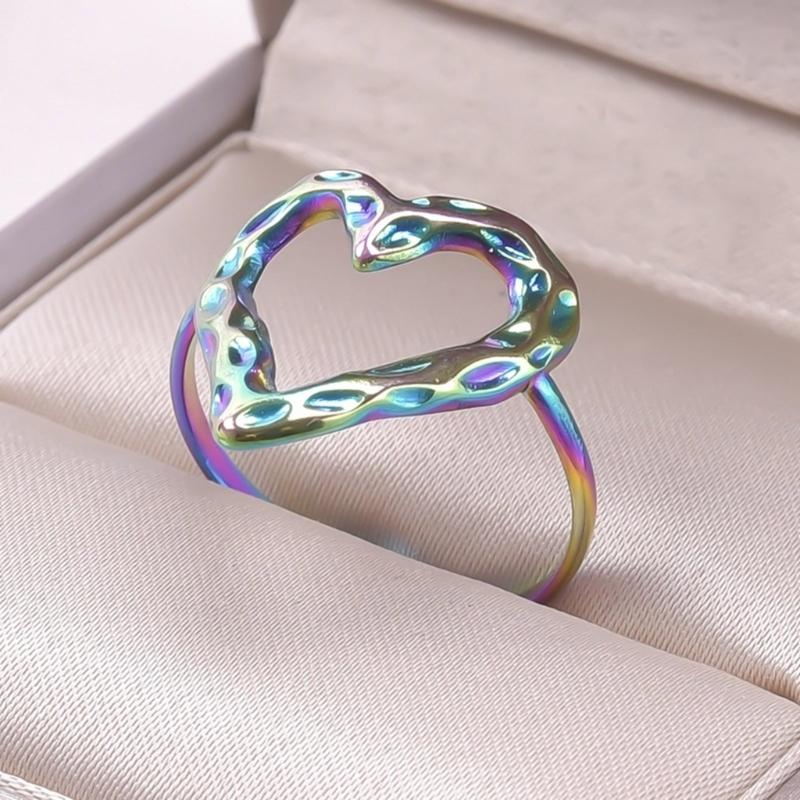 Adjustable Heart Shaped Rings Jewelry Stainless Steel Sweetheart Rings Open Adjustable Rings Jewelry for Fashionistas