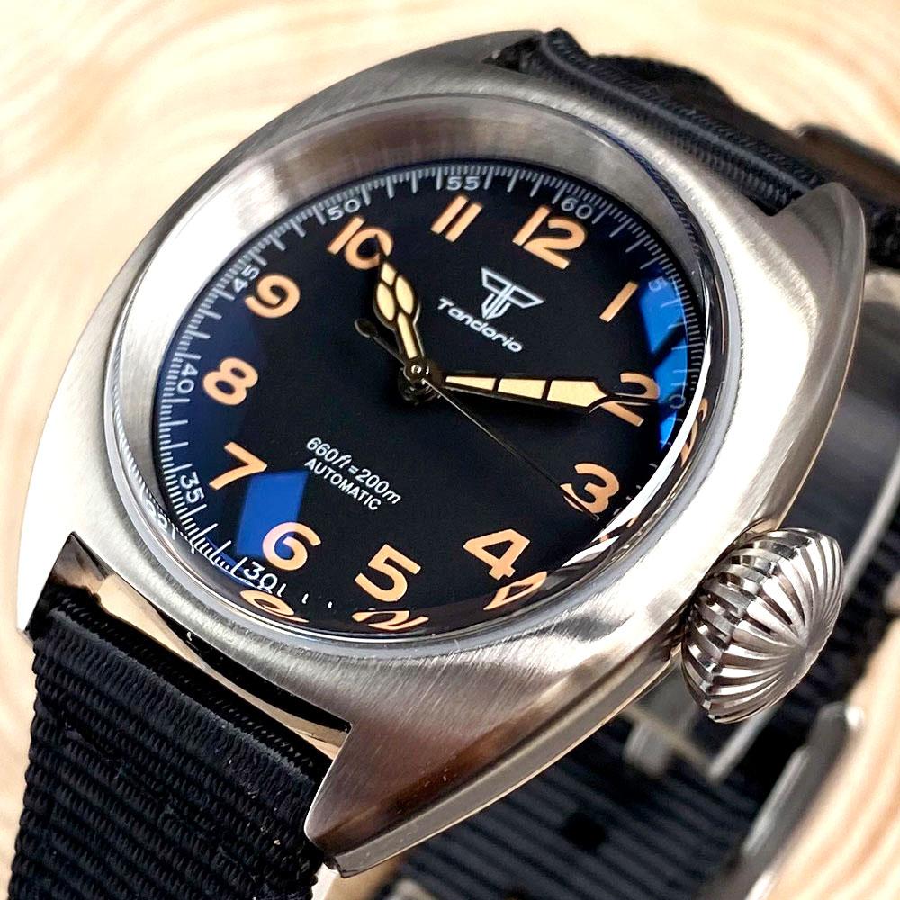 Tandorio 20ATM 36mm Military Retro Men's Diving Watches For Japan NH35 Sapphire Glass Arabic Numerals Mechanical Watch For Man