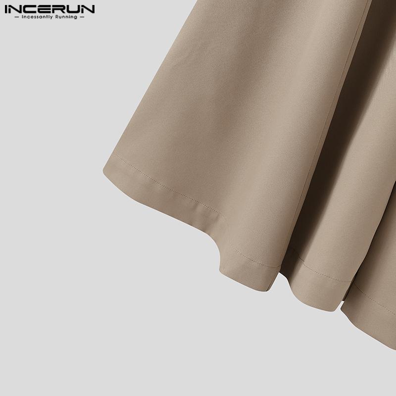 INCERUN Men Zipper Up Asymmetry High Waist Casual Long Wide Legs Pants Trousers