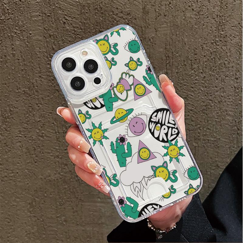 Kartenfach Halter Silikon Brieftasche Tasche Hülle Für Samsung S23 S24 S25 Ultra Redmi Note 12 13 Pro Oppo A38 A58 A78 Vivo Y21 Y22 Hülle Transparentes Handy Bumper