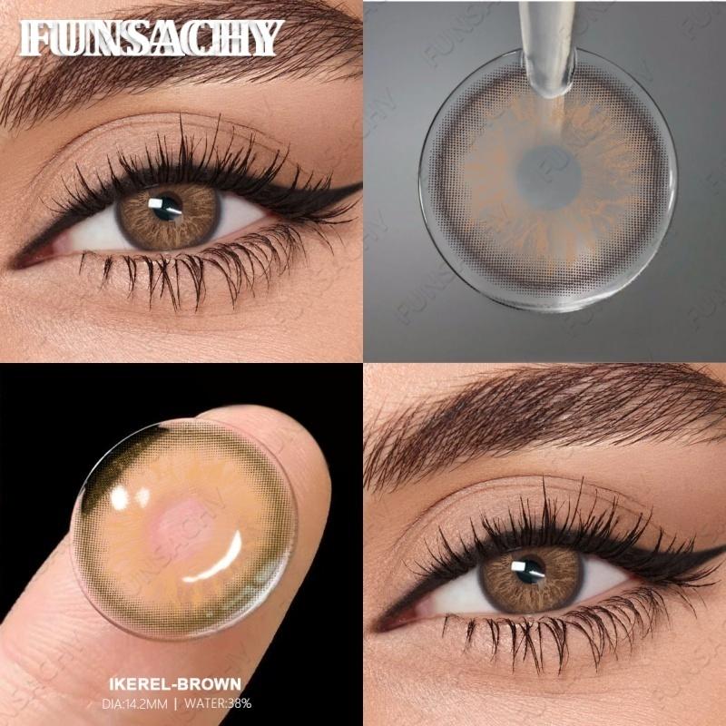 FUNSACHY 1 Pair Gray Color Contact Lenses Brown Natural Lens for Eyes Green Fashion Beauty Pupils Yearly Eye Makeup Accessories