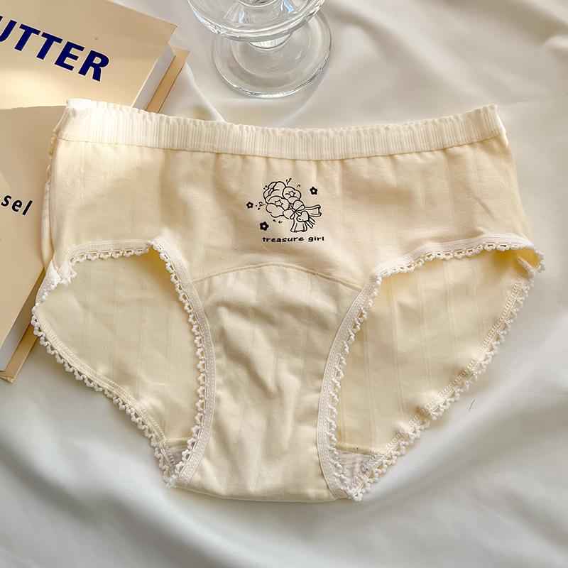 

Трусики средней посадки, приятные к коже, дышащие, антибактериальные, из чистого хлопка, антибактериальные, мультяшные, студенческие женские трусики M