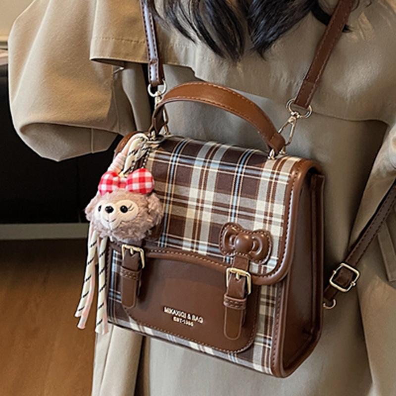Schoolbag Retro Contrasting Color Fashionable Student Bag 1011 New Foreign Style Casual Backpack Niche High Value Simple Women's Bag