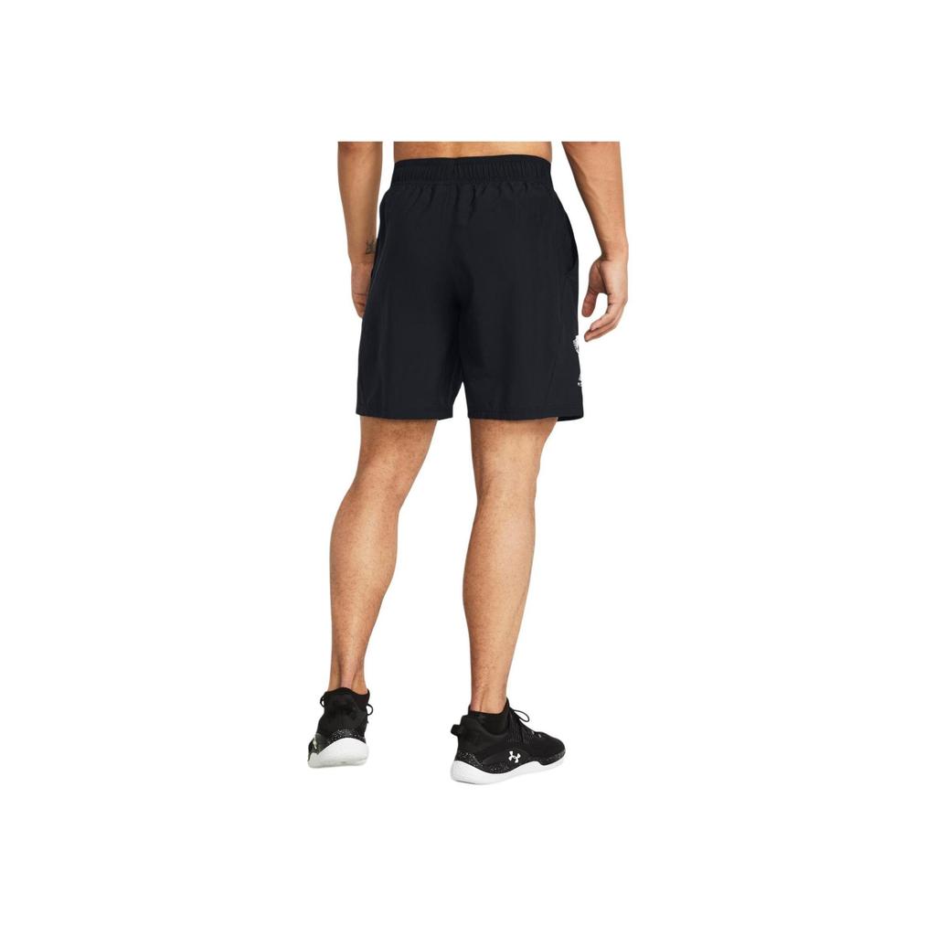 Under Armour Logo Print Elastic Straight Casual Shorts Men Shorts Black 1377139-003