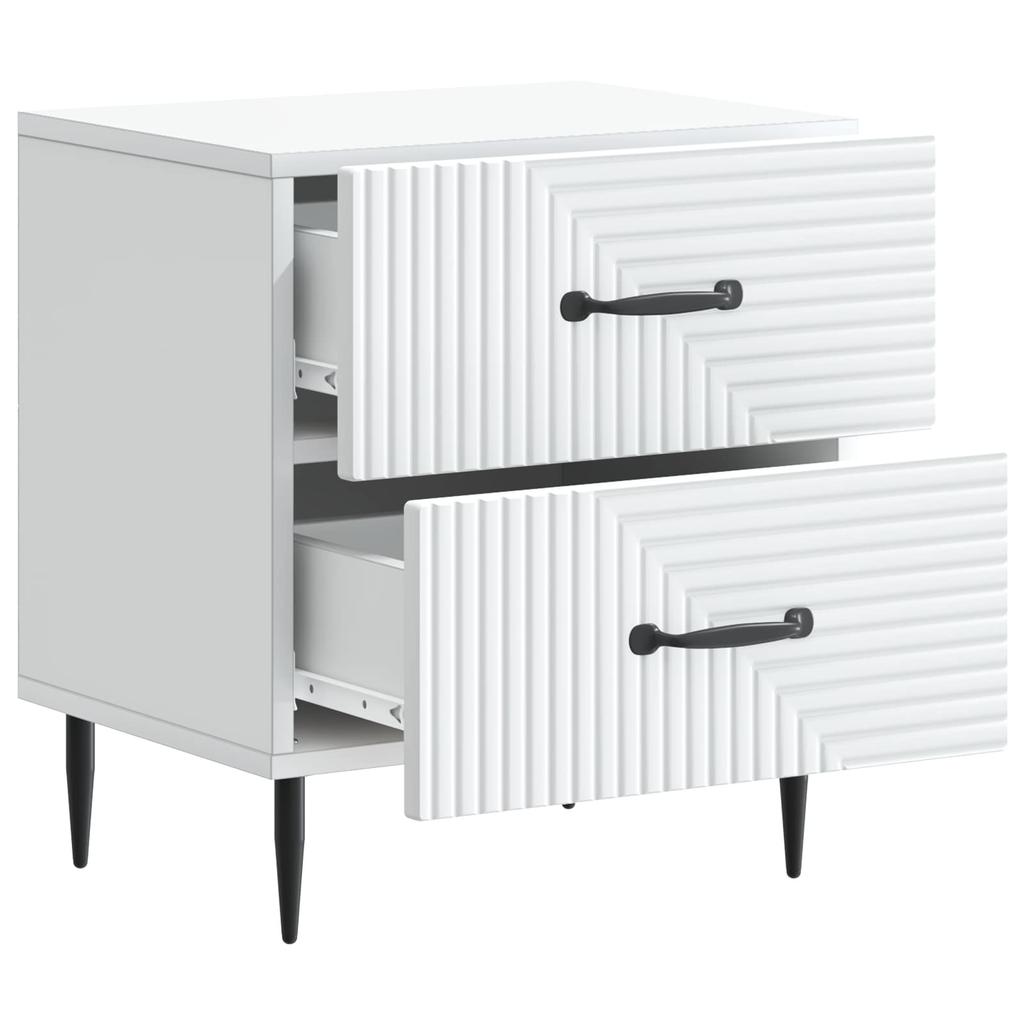Nightstand White 43 X 34.5 X 47.5 Cm Engineered Wood