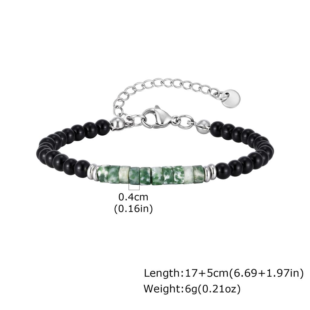 Minimalist 4mm Beaded Bracelet for Men Boys,Black Onyx Small Natural Stone Bracelet,Summer Bohemian Jewelry Gift
