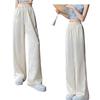 Plus Size Chinese Style Jacquard Wide-Leg Pants for Women, Spring/Summer Ice Silk Loose Fit