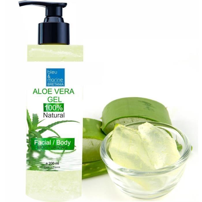 100% Natural Gel d'Aloe Vera - Excellent hydratant Visage & Corps Cheveux - Calmant Aprés Epilation - Flacon Pompe 200 ml