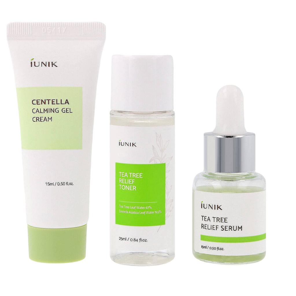 IUNIK Centella Mini Set (Toner + Serum + Cream) - Travel Set of Cosmetics with Asian Pennywort