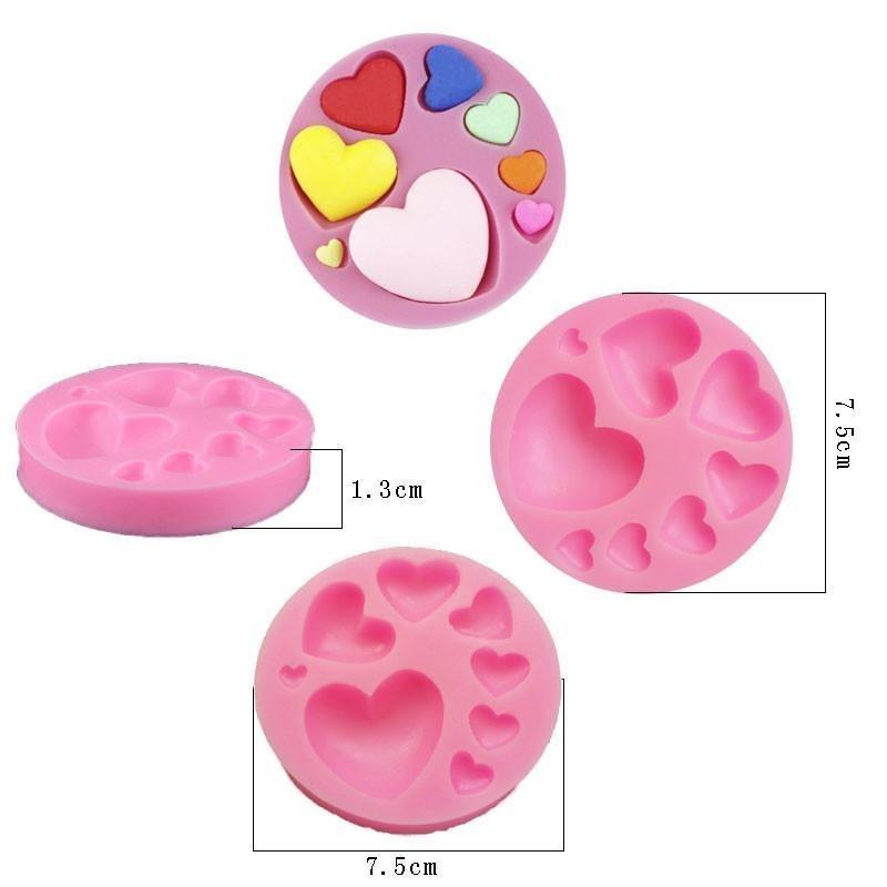 Loving Heart Shape Silicone Fondant Mold DIY Colorful Sweet Heart Chocolate Candy Paste Cake Decorating Tool Mold