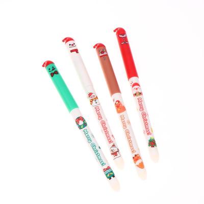 4Pcs Cartoon Christmas Santa Claus Snowman Elk Erasable Gel Pen Cute 0.5Mm Blue/Black Ink Signature Pens School Supplies