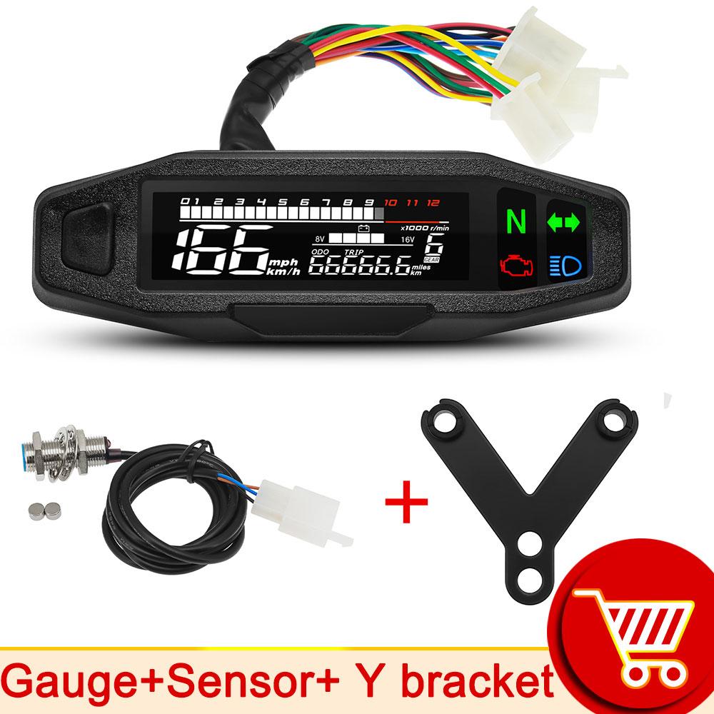 AD With Turn Signal Light Indicator Motorcycle Speedometer Oil Gauge Tachometer Universal Digital Odometer Meter Instrument