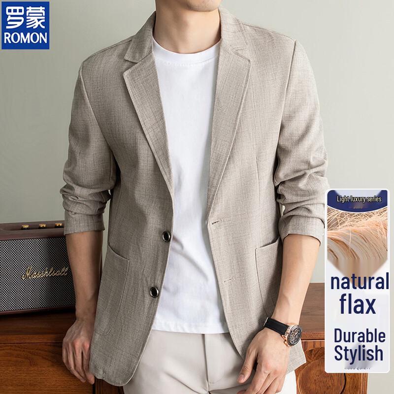 ROMON Men's Linen Blend Casual Blazer