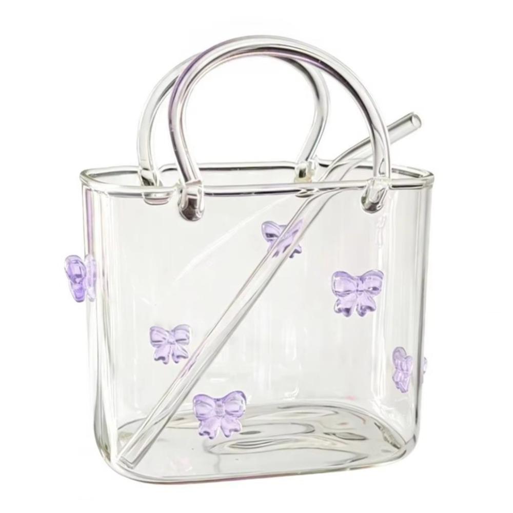 Transparent Handbag Glass Cup Portable Cocktail Glass Unique Glass Vase  Bar