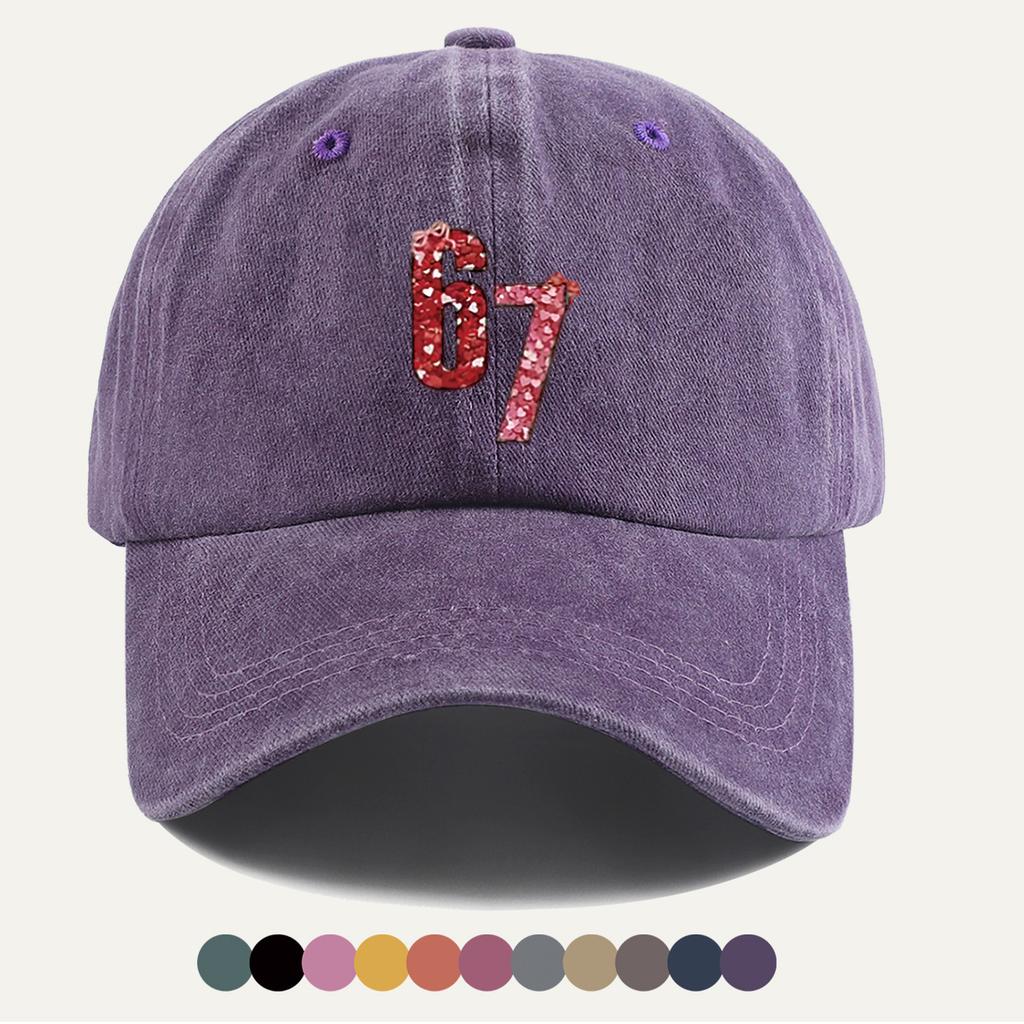 Pc HeartShaped Sequined Number Cm Printed Baseball Cap Fashion Casual Duckbill Hat Unisex Adjustable Street Style Out