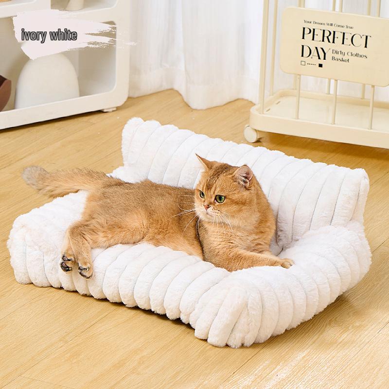 

All-Season Striped Rabbit Fur Pet Bed: Winter Warm Sofa for Cats & Dogs S 50*40 cm - suitable for pets under 10 jin