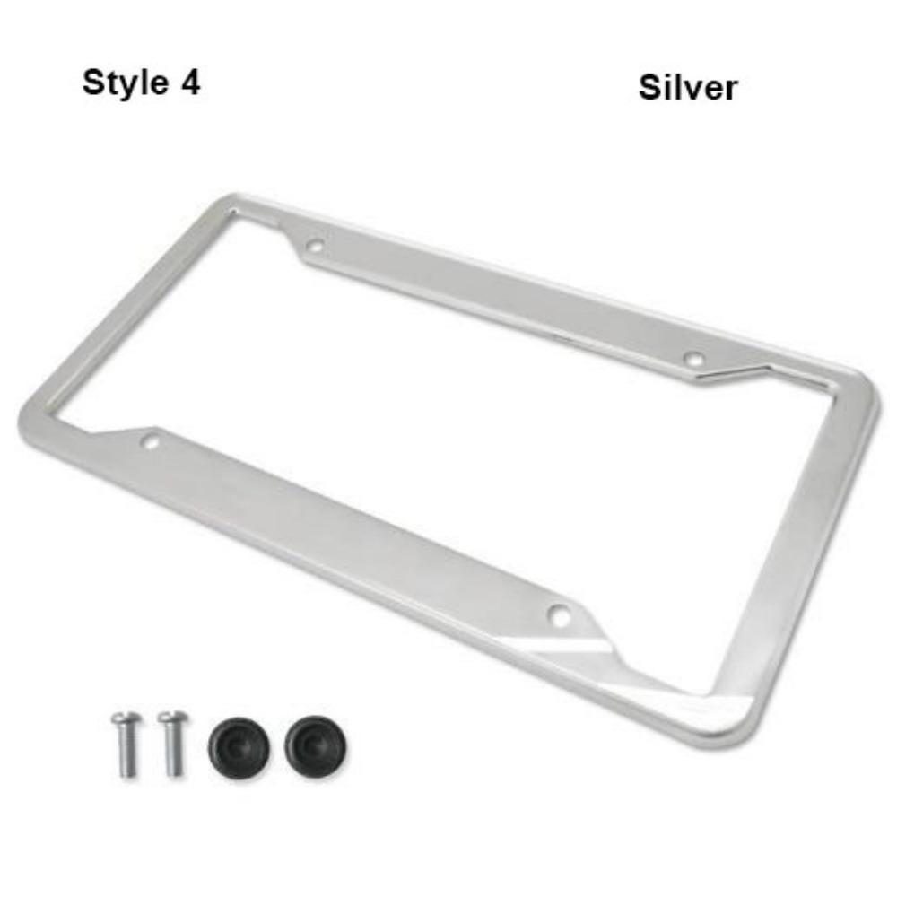 

Stainless Steel License Plate Holder 2 Hole License Plate Cover Protecting License Plates Style 4 Silver