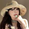 New Big-brimmed Colored Sunshade Straw Hat for Vacation Travel, Versatile Straw Weaving Sunscreen, Fashionable Seaside Beach Hat