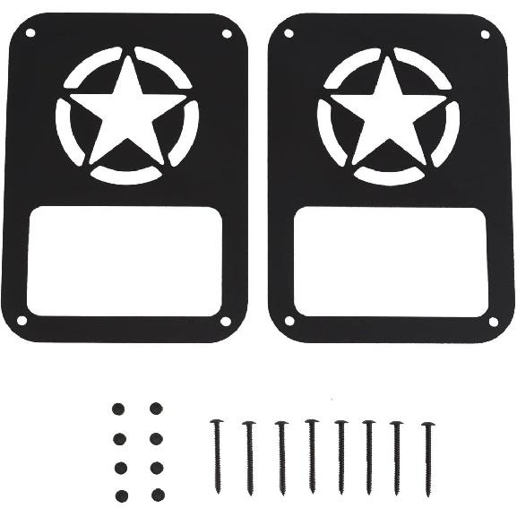 JK Star Tail Light Cover Tail Lamp Guard Cage Protector for Jeep JK Wrangler & Unlimited 2007-2018 - Pair