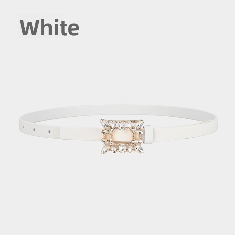 Belt - women s korean style rhinestone embellished cowhide leather belt - trendy slim belt 105cm