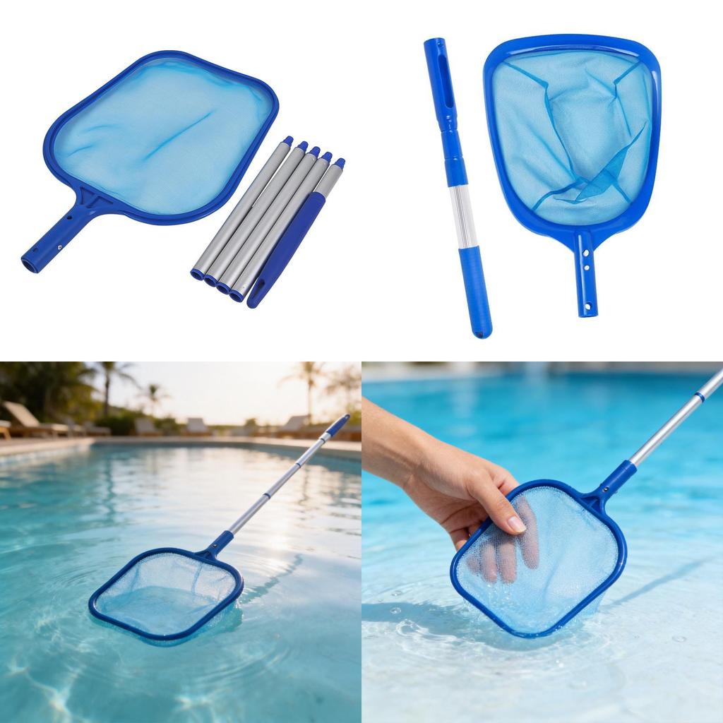 Pool Skimmer Net With Detachable Aluminum Handle For Inground And Above Ground Pools