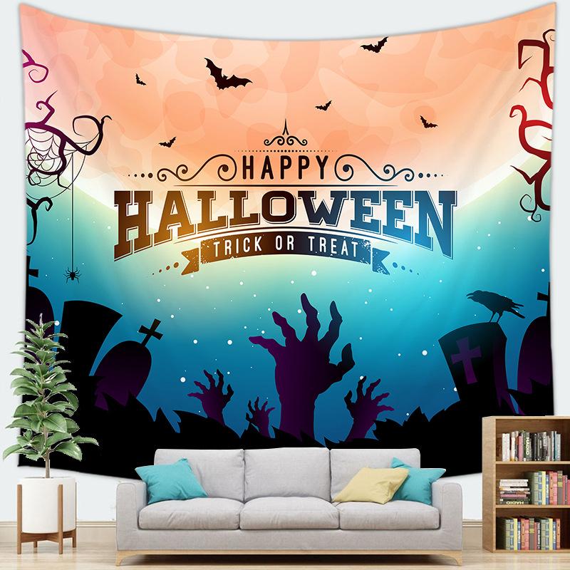 Halloweenthemed backdrop decoration fabric digitalprinted polyester tapestries living rooms bedrooms macrame wall hanging