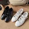 Hollow Carved Ballet Single Shoes Women's Brock Flat Casual Small Leather Shoes White Straps Mary Jane Shoes