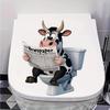 3D Funny Cow Reading Newspaper On Toilet Wall Sticker Self-Adhesive Waterproof Removable Bathroom Home Decor Art