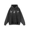 Mens Oversized Hooded Sweatshirt With Direct-to-Garment Dog Print Washed Vintage Style Cotton Long Sleeve Streetwear