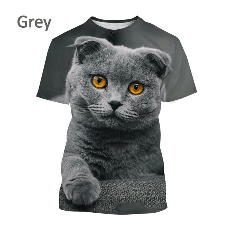 Funny New 3D Cute Animal Scottish Fold Cat Printing T Shirt Scottish Cat Graphic T-shirts Cats Lover Fashion Short Sleeves Tops