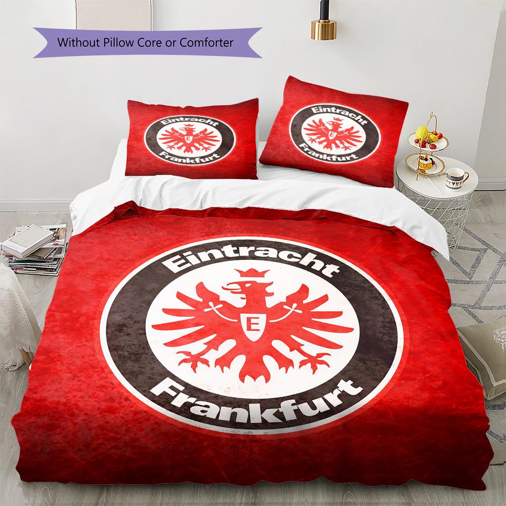 Eintracht Frankfurt Vzorované povlečení Sada přikrývek Dekorace do domácnosti Dárek (1 * povlak na peřinu + 2 * povlak na polštář bez jádra)