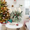 20PCS Plastic Christmas Pine Branches Realistic Decorative Artificial Pine Branches with Red Berries Snow-Capped