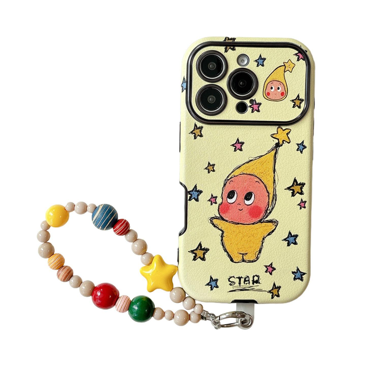 

Star Man Yellow Background iPhone 14-17 Pro Max Cute Protective Case for Women iPhone 17 Pro Max