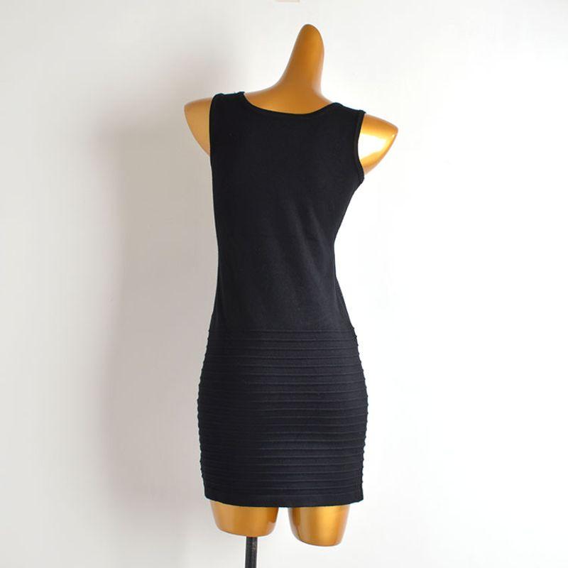 French Style New Arrival Pure Color Rhinestone Vest Knitting Dress Women's Summer Silm Sleeveless Mid Length Long Length Bodycon Dress