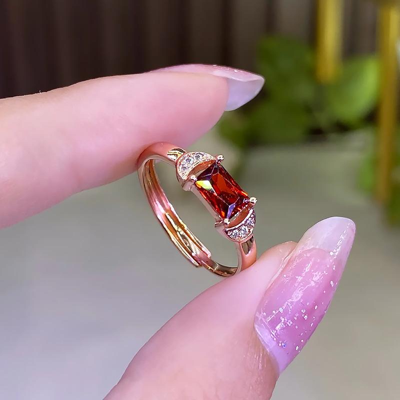 Inel Tezaur Smarald Imitat Fațetat Dreptunghiular Inel Mic de Damă Placat cu Aur Roz