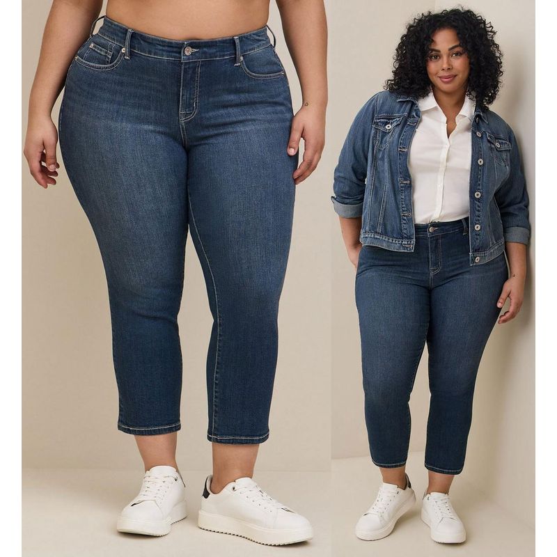 

100.10kg 25.00kg Chubby Girl Plus Size plus Size Female High Waist Stretch Slim Fit Skinny Dark Blue Denim Long T pants 14