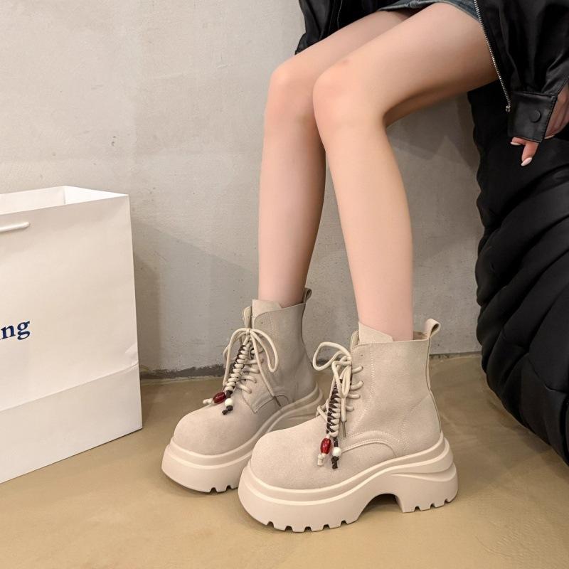 Cow Velvet Pure Cowhide Martin Boots Women's 2025 New Thick-soled Inner Height Increase Short Tube Shows Legs Long Soft Leather Women's Boots